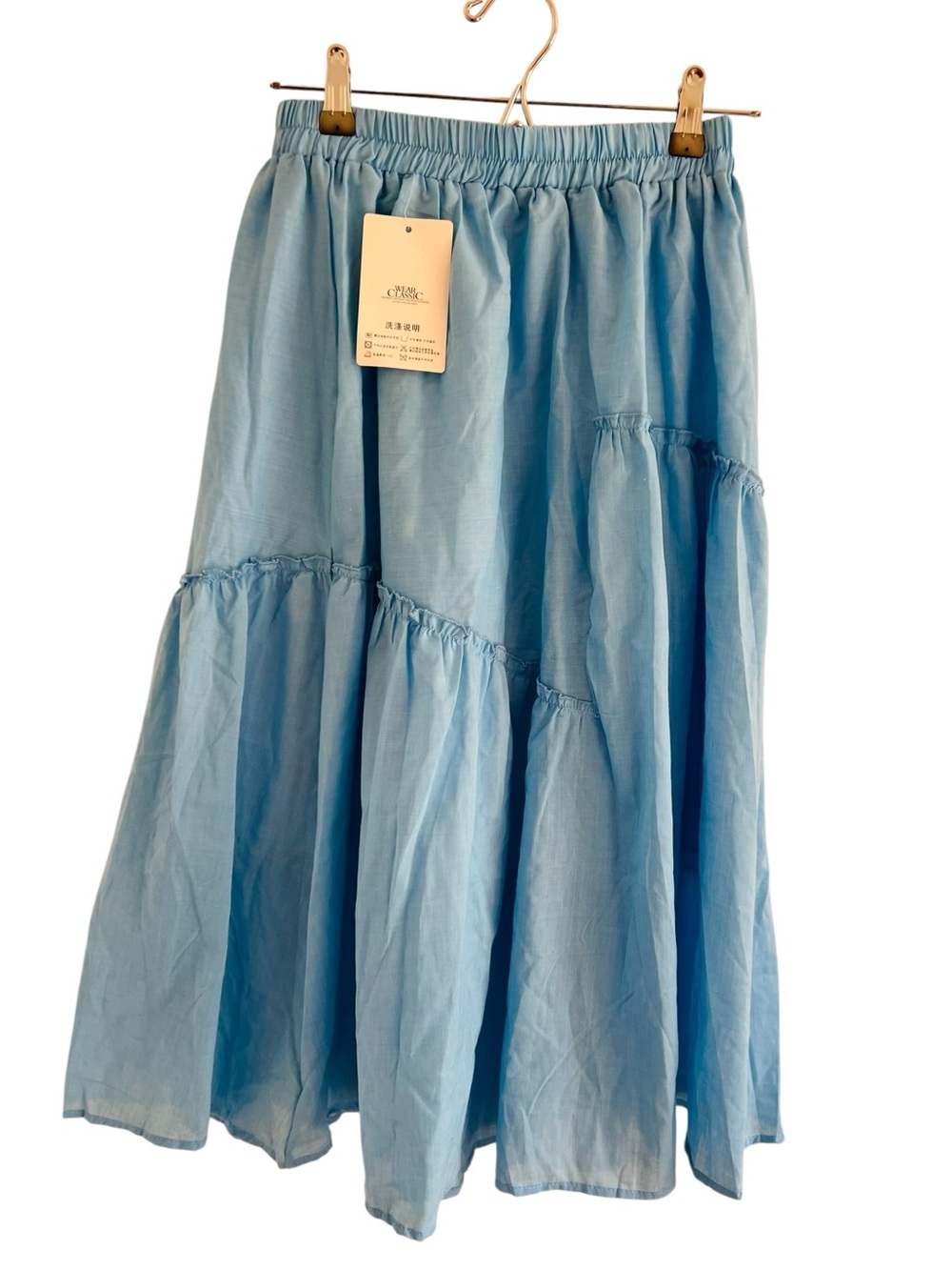 Casual layered Light Blue Pleated Skirt